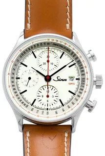 Sinn Instrument Chronographs 910.020-Leather-Horsehide-Brw-CSW Stainless steel White