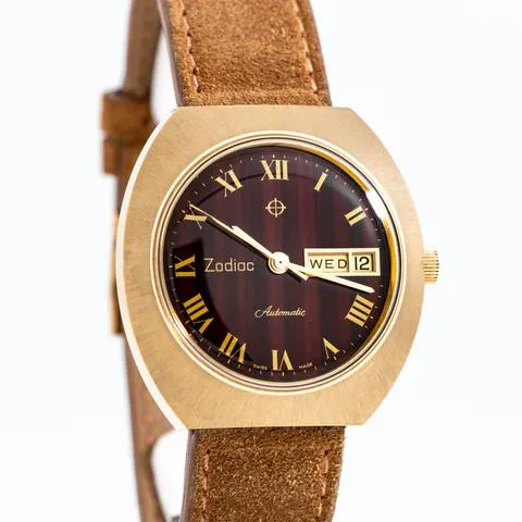 Zodiac 36mm Yellow gold and stainless steel Brown
