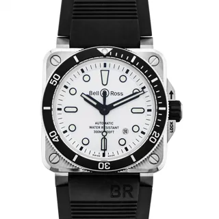 Bell & Ross Instruments BR0392-D-WH-ST/SRB Stainless steel Silver