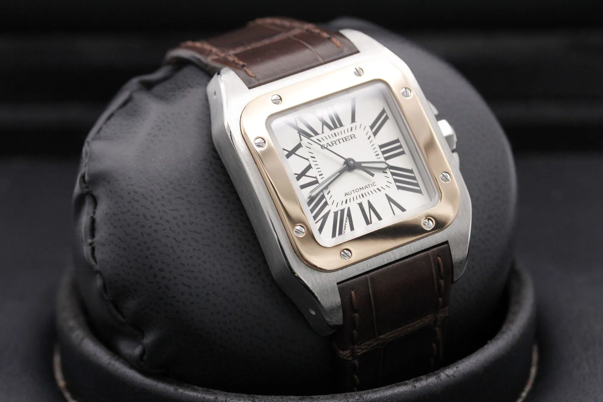 Cartier Santos 100 2878 33mm Rose gold and Stainless steel Silver 8