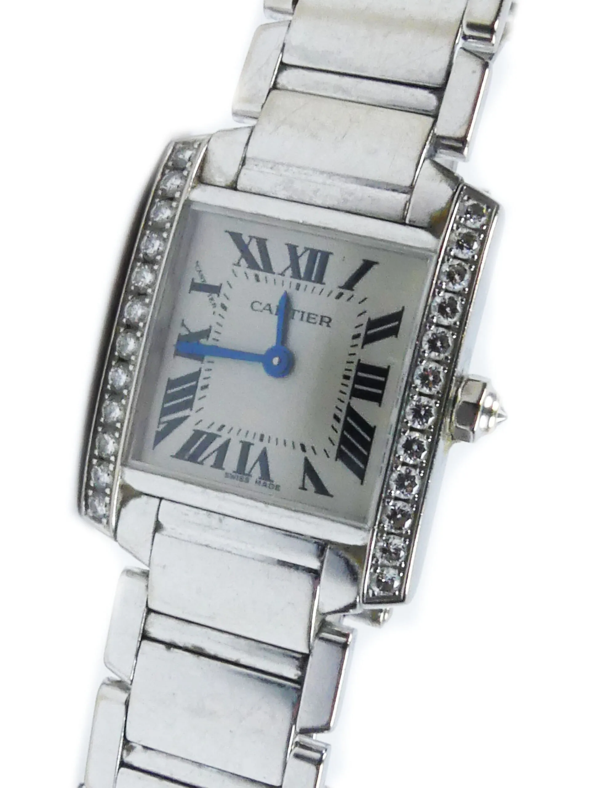 Cartier Tank Française 2403 20mm White gold and Diamond Silver 1