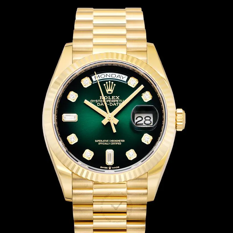 Rolex Day-Date 128238A Green 36mm Yellow gold and 18k yellow gold Green 3