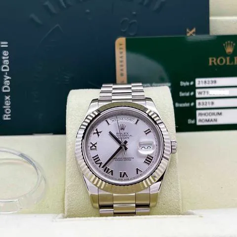 Rolex Day-Date II 218239 41mm White gold Silver