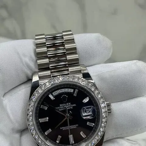 Rolex Day-Date 228349RBR-0003 40mm 18k white gold Black 2