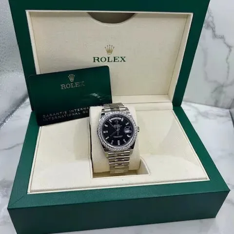 Rolex Day-Date 228349RBR-0003 40mm 18k white gold Black 4