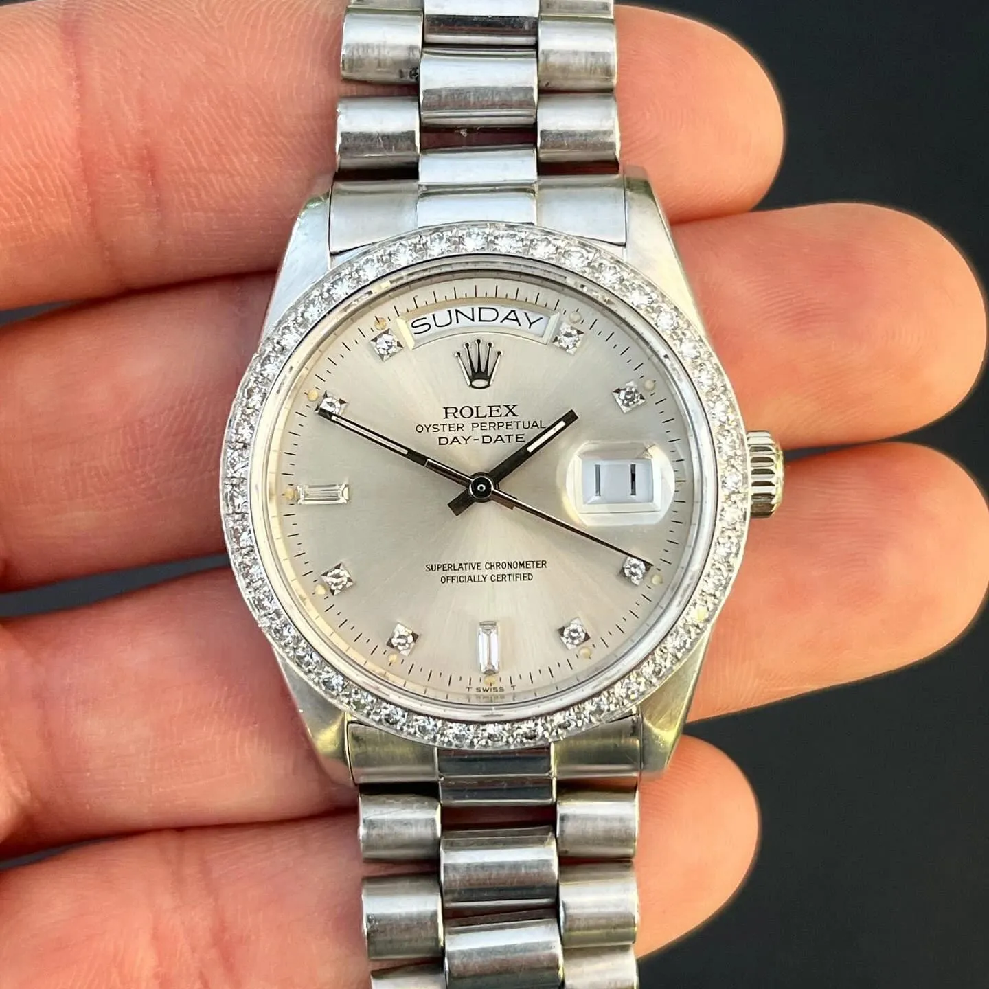 Rolex Day-Date 36 18049 36mm White gold Silver