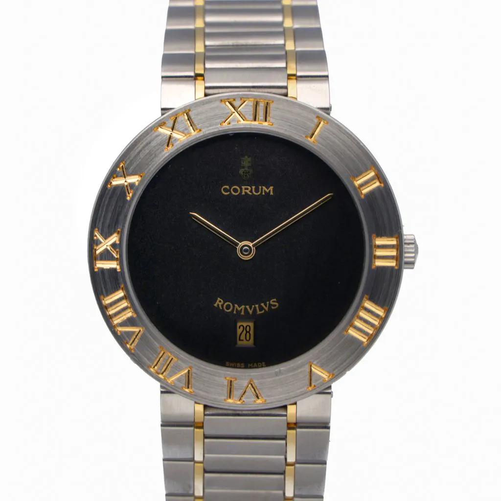 Corum Romulus 43.703.21 35mm Yellow gold and Stainless steel Black