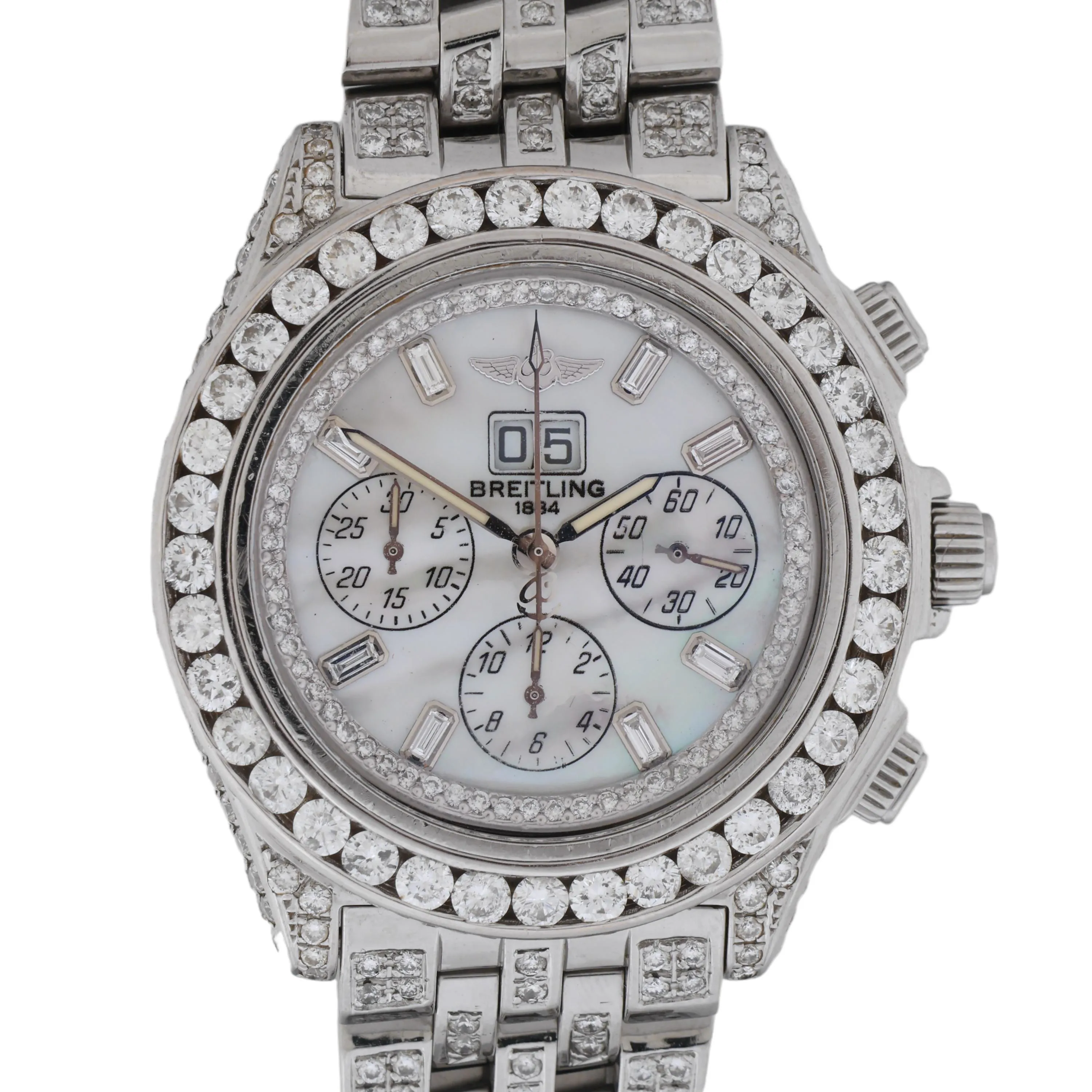 Breitling Crosswind Special A44355 49mm Stainless steel and Diamond Mother-of-pearl