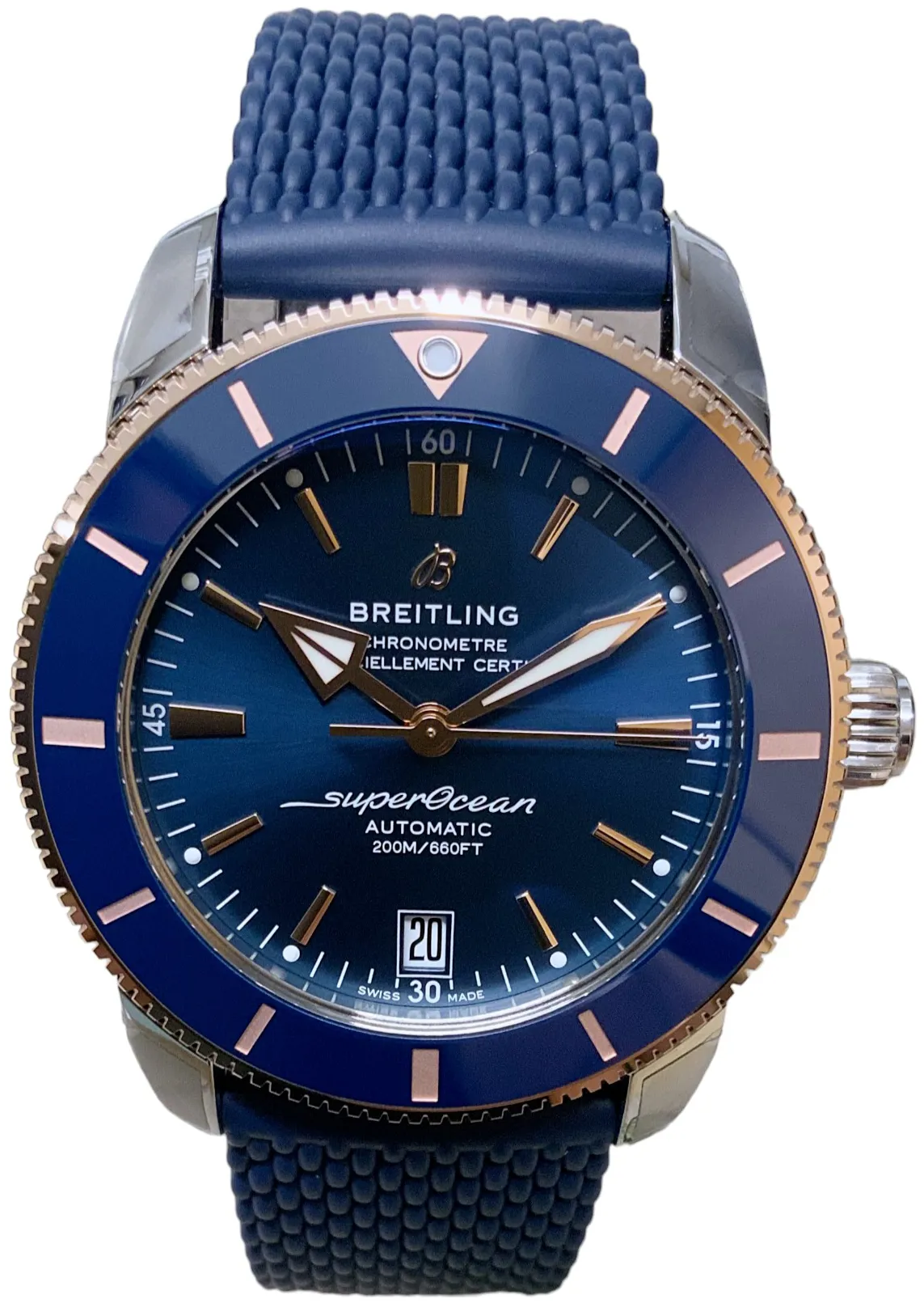 Breitling Superocean Heritage UB2010 42mm Rose gold and Stainless steel Blue Baton