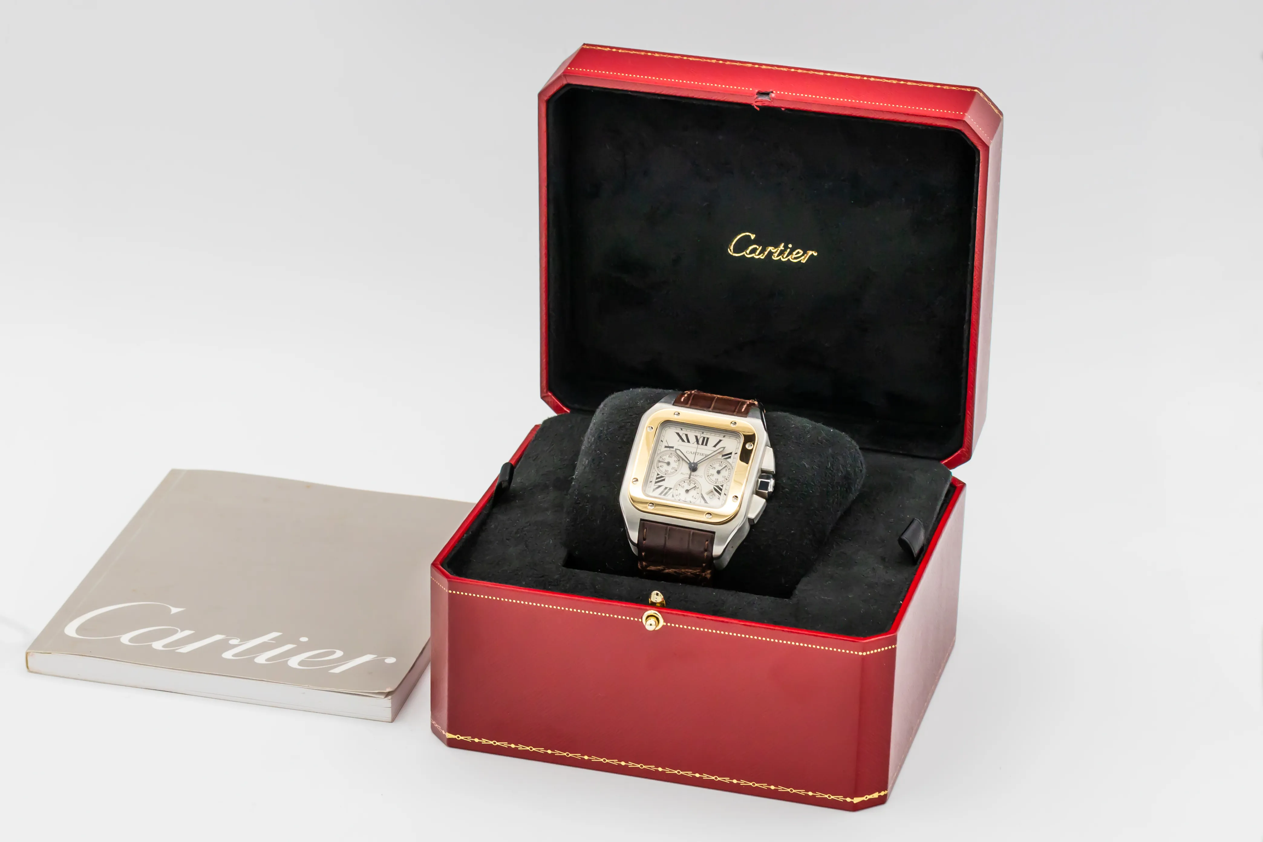 Cartier Santos W20091X7 42mm Yellow gold and Stainless steel Silver Roman Numeral 4