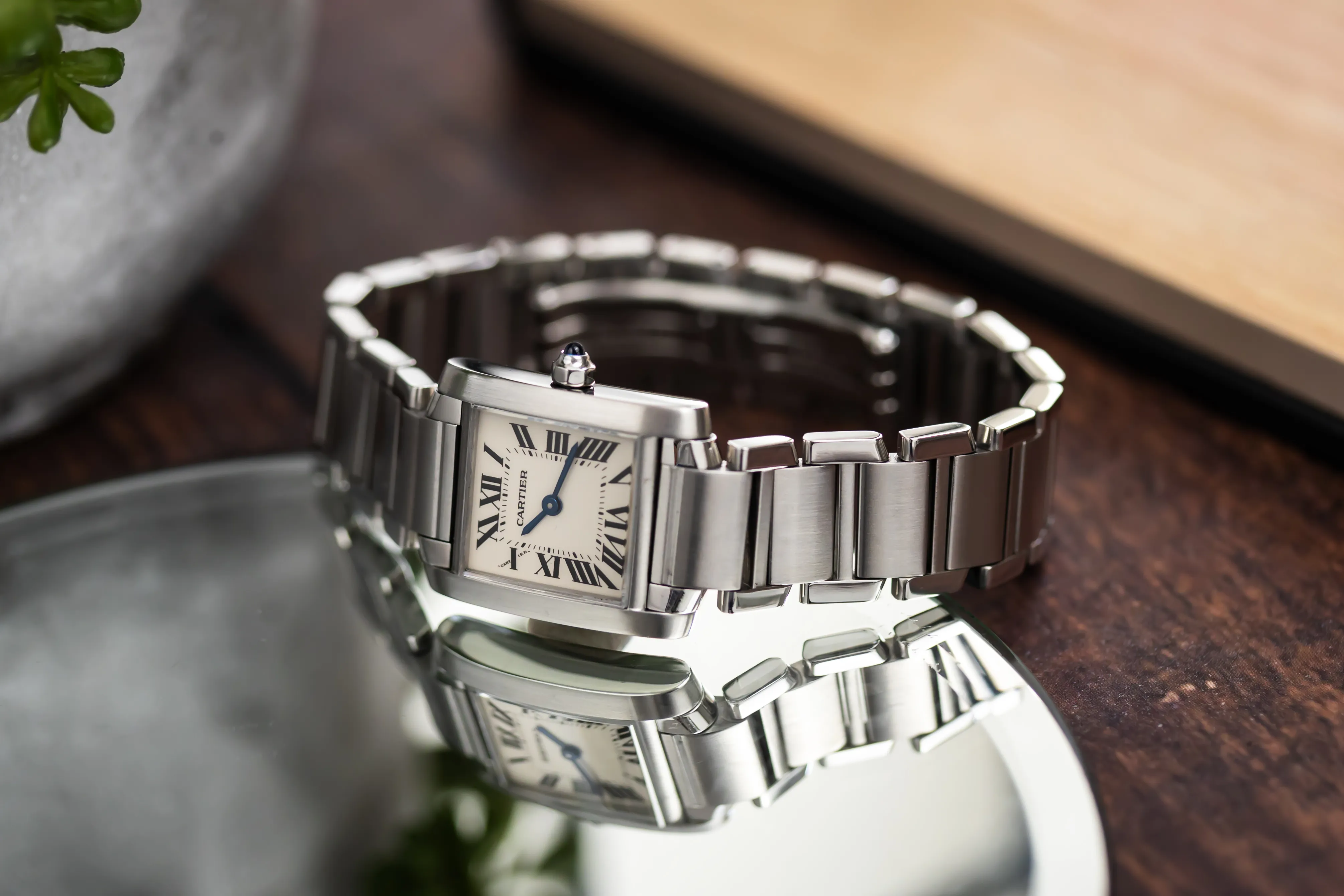 Cartier Tank Française W51008Q3 20mm Stainless steel Silver Roman Numeral 5