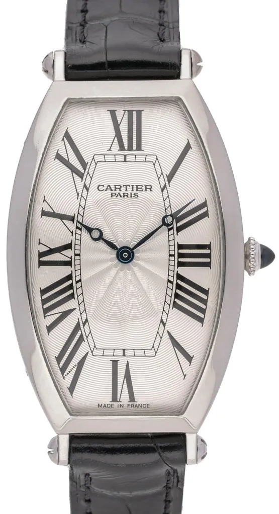 Cartier Tonneau W1546351 30mm Platinum Silver Roman Numeral