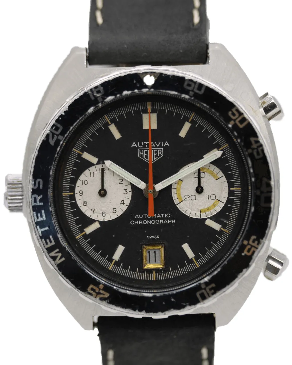 Heuer Autavia 11630 P 39mm Stainless steel Black