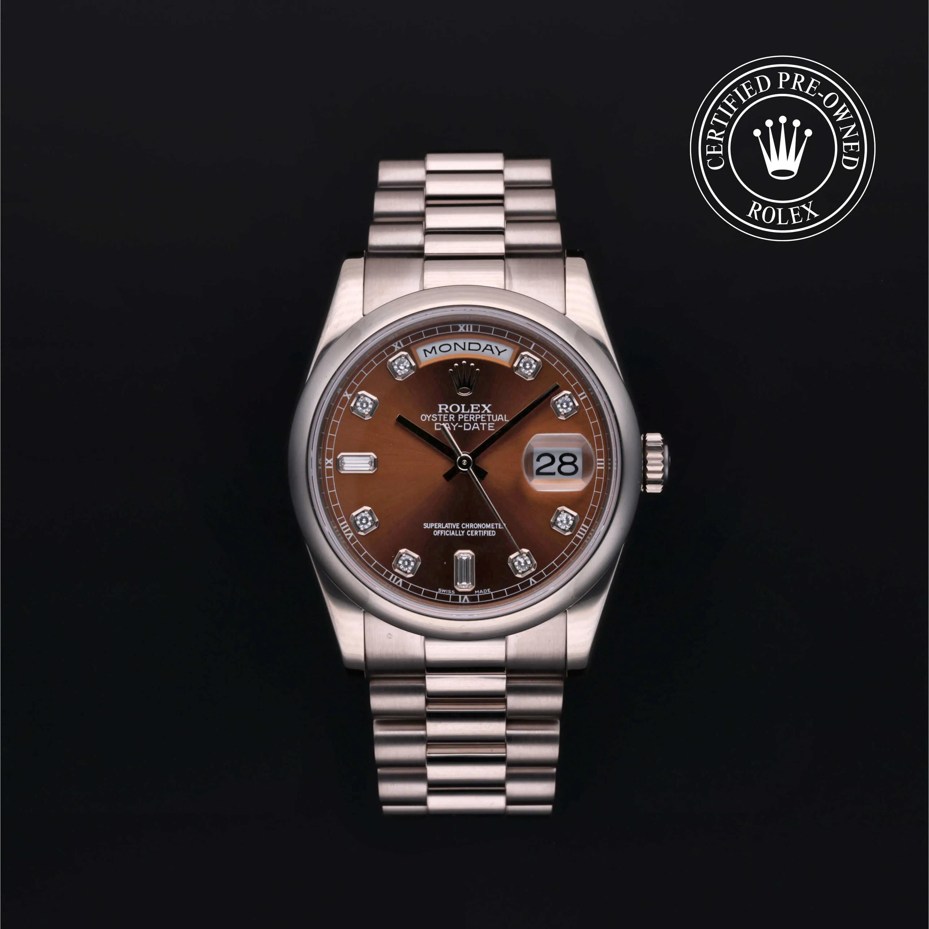 Rolex Day-Date 36 118209 36mm White gold Brown