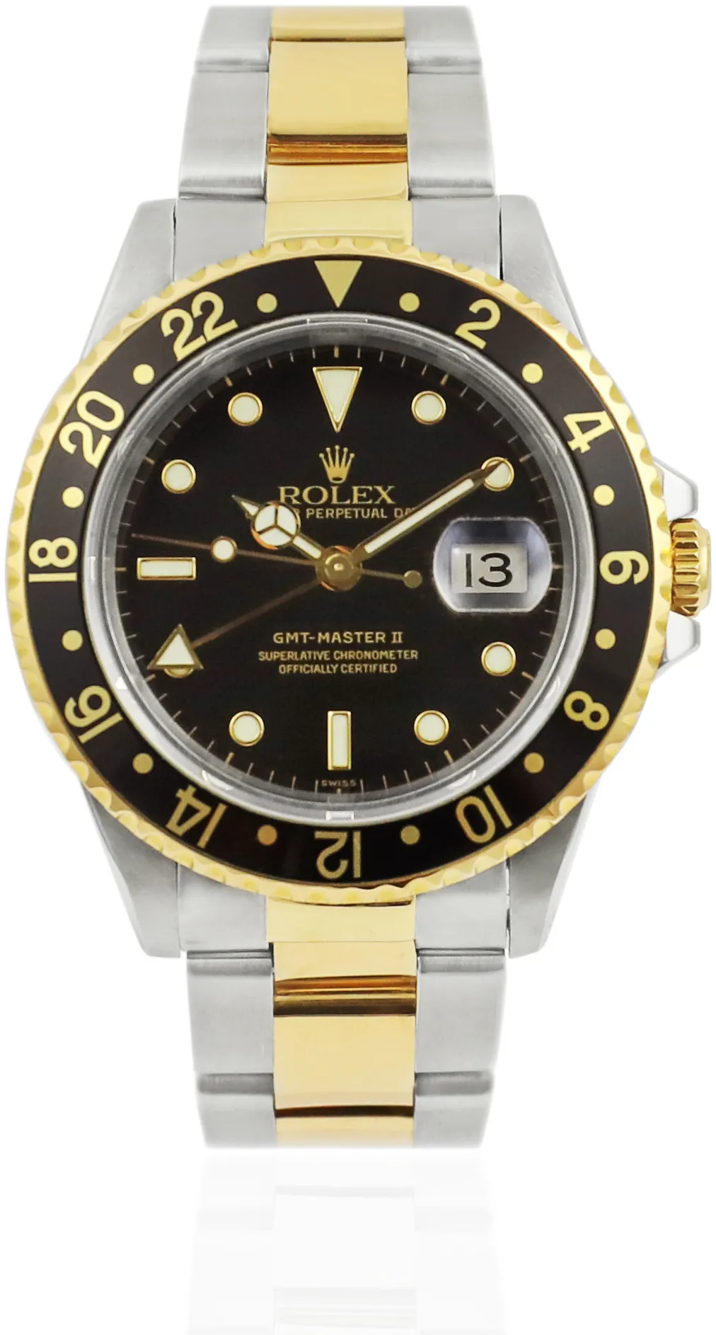 Rolex GMT-Master II 16713 40mm Yellow gold and Stainless steel Black