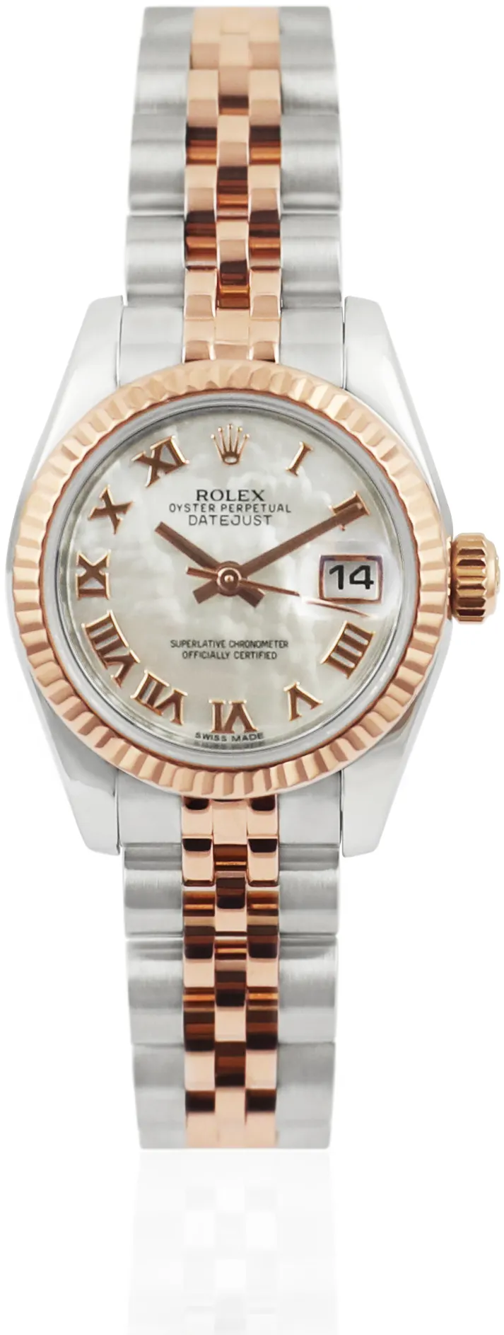 Rolex Lady-Datejust 179171 26mm Rose gold and Stainless steel Mother of Pearl White Roman Numeral