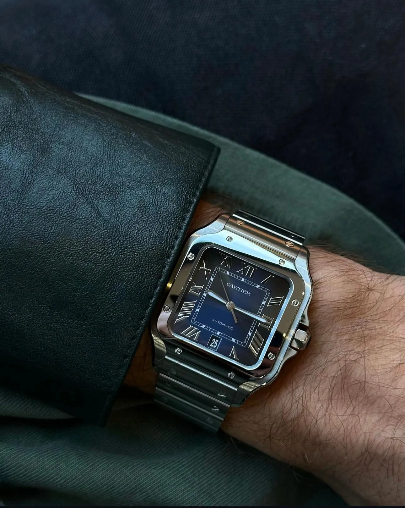 Cartier Santos Stainless steel Blue