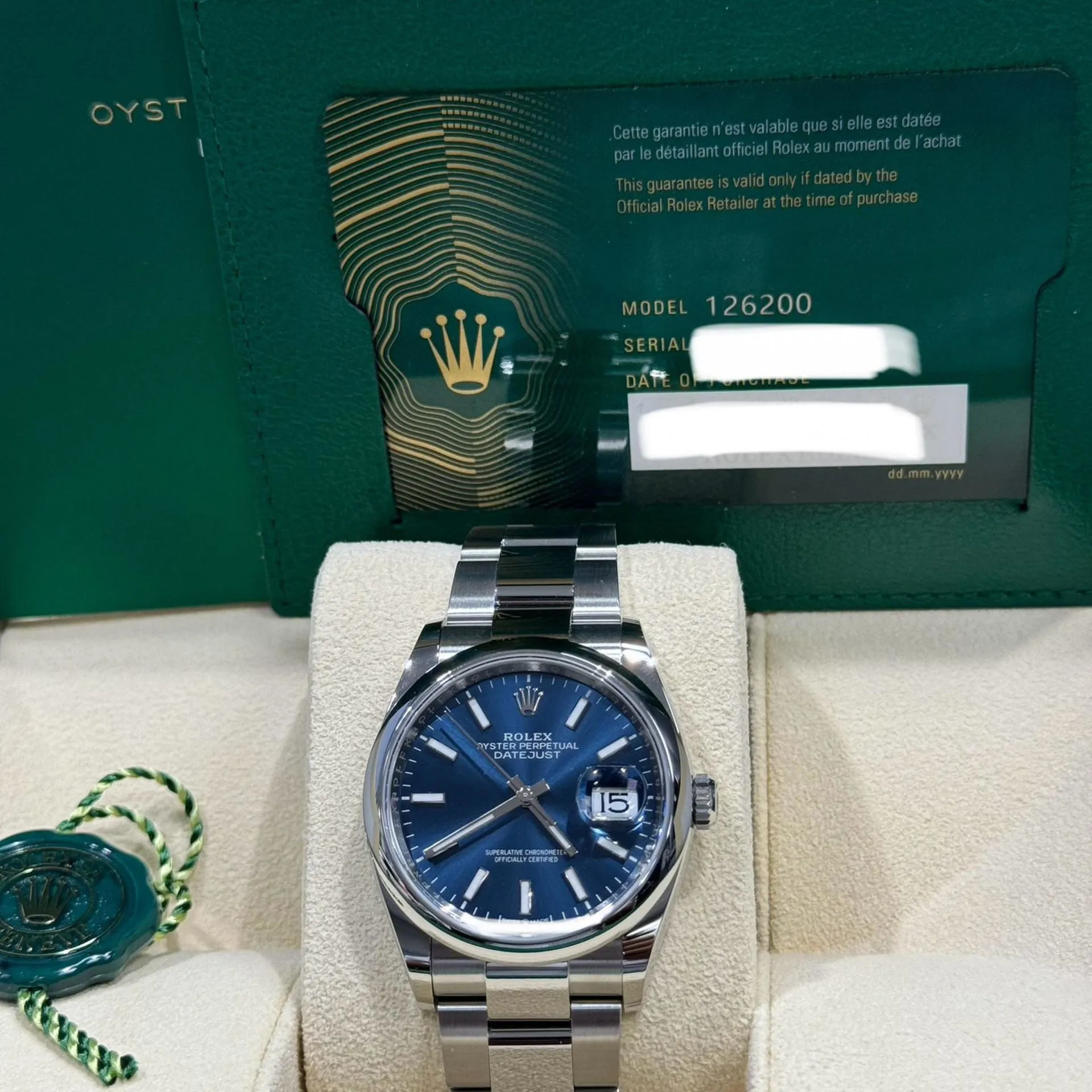 Rolex Datejust 36 126200-0006 36mm Oystersteel Blue