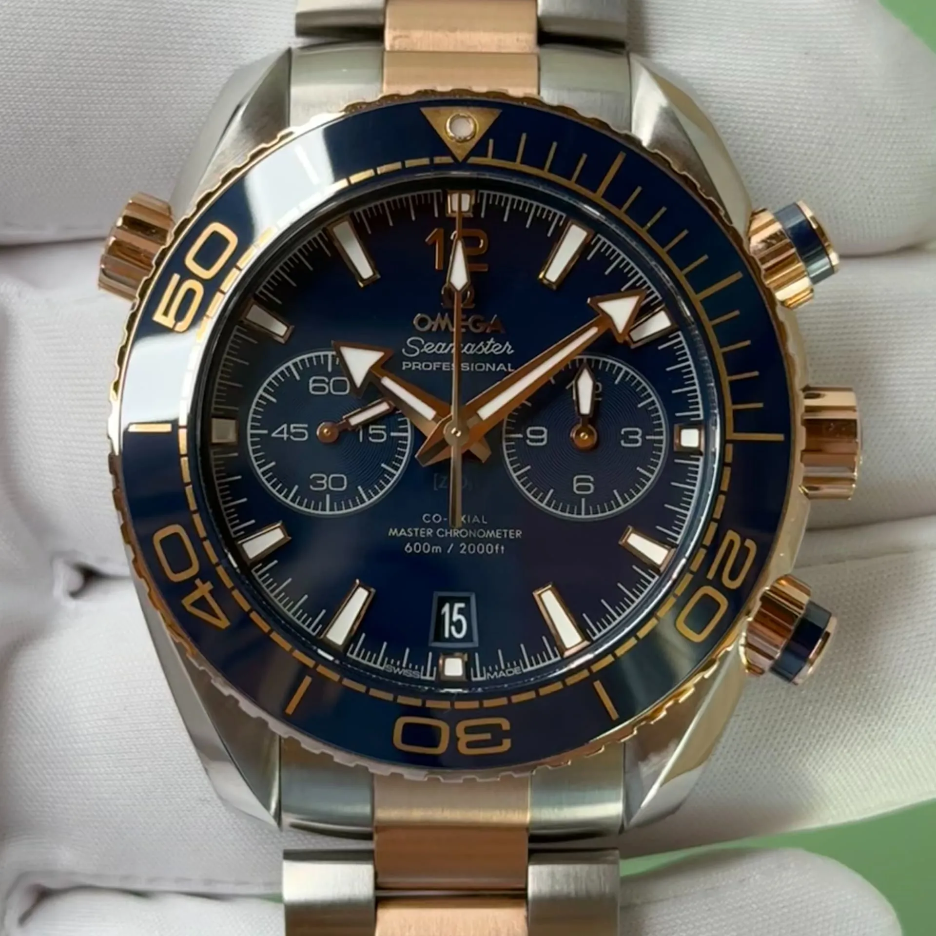 Omega Seamaster Planet Ocean 215.20.46.51.03.001 45.5mm Rose gold and Stainless steel Blue