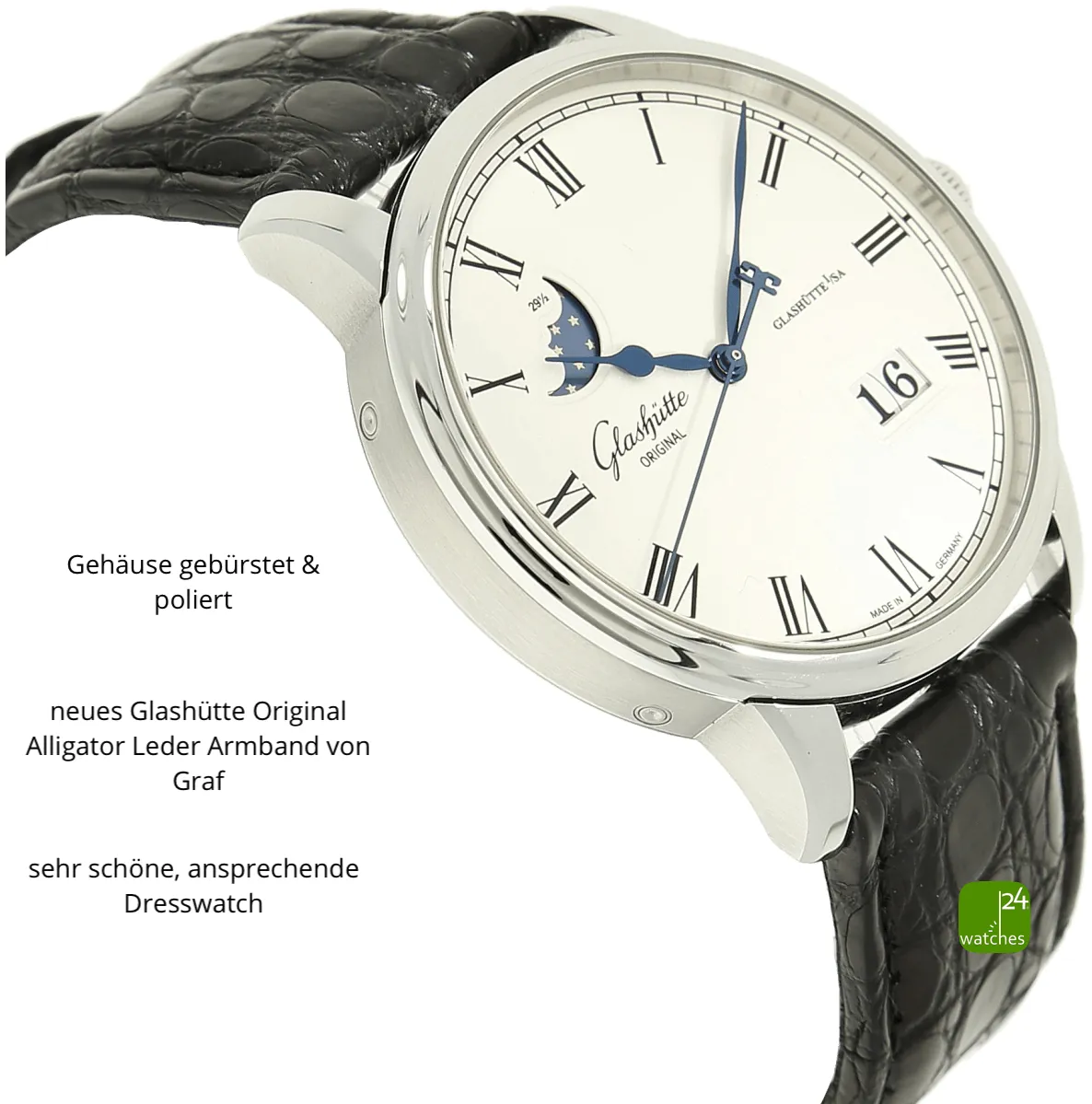 Glashütte Senator 100-04-32-12-04 40mm Stainless steel pure white 8