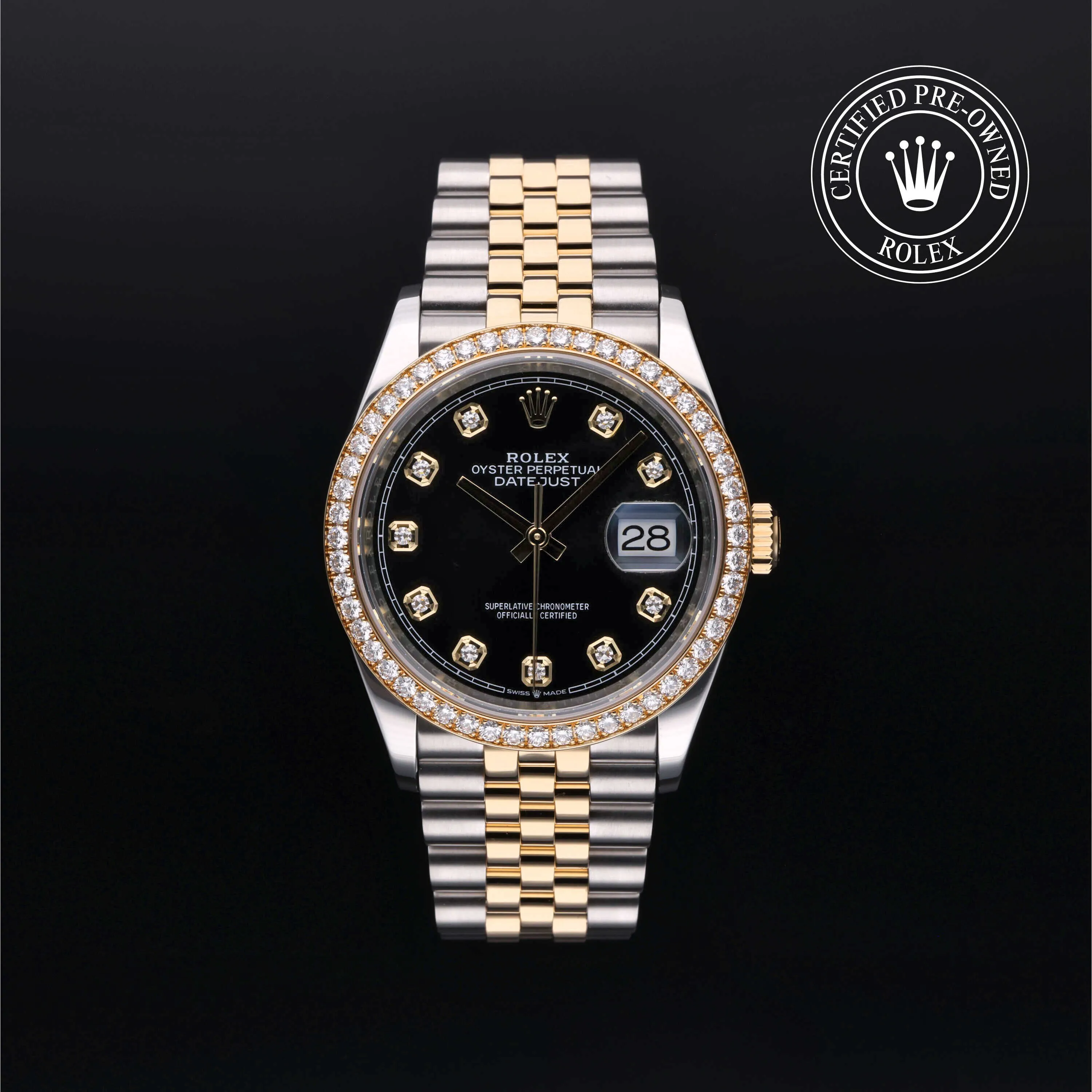 Rolex Datejust 36 126283RBR 43mm Yellow gold and Oystersteel Black