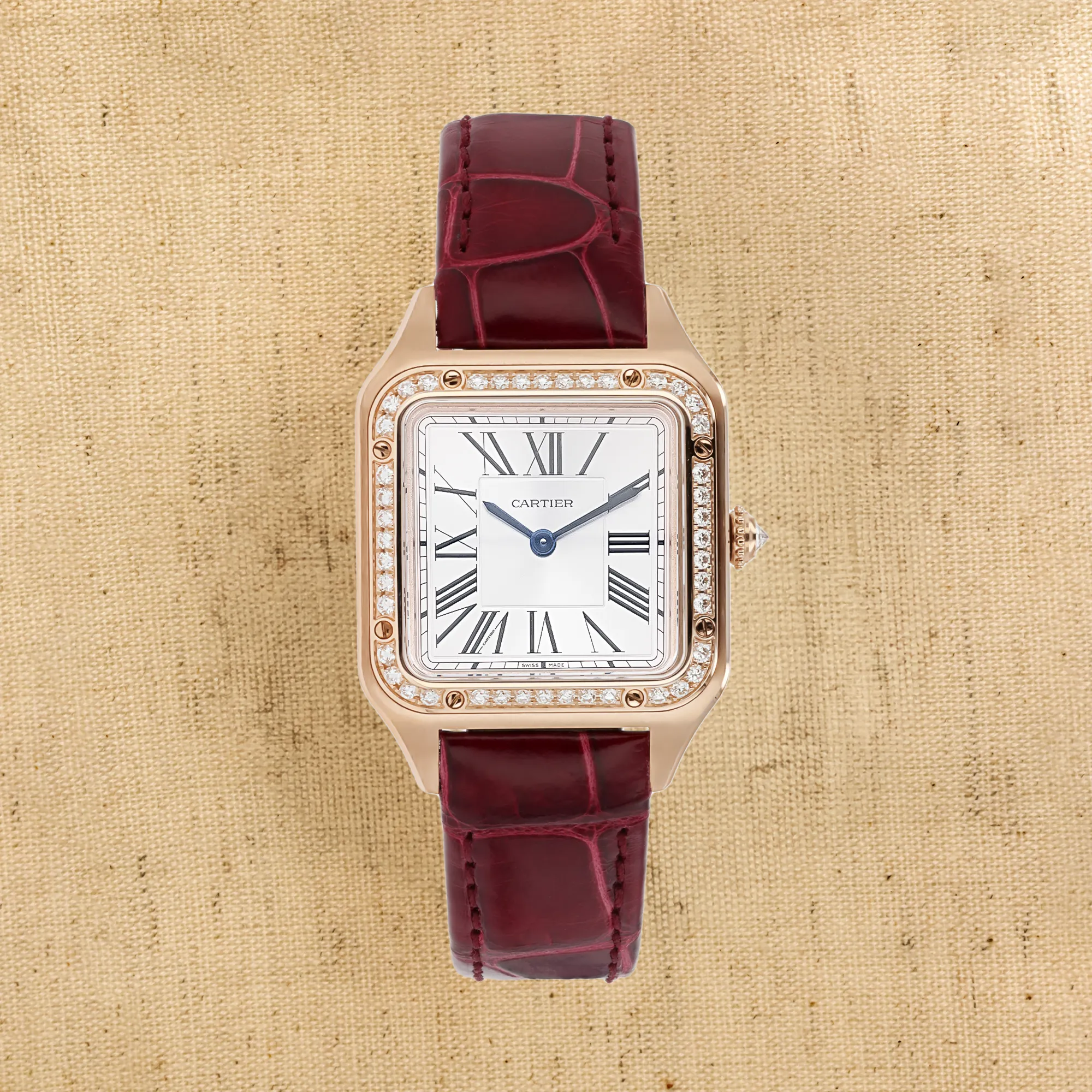 Cartier Santos Dumont WJSA0017 27.5mm Rose gold Silver