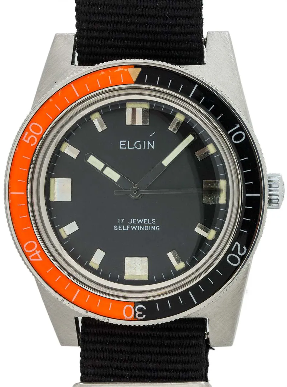 Elgin Divers 4156 35mm Stainless steel Black