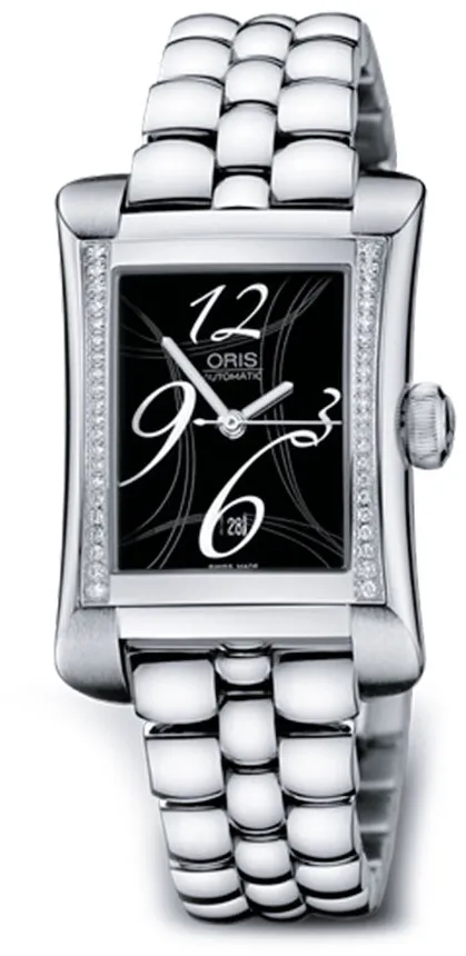 Oris Rectangular 01 561 7621 4964-07 8 16 75 26mm Stainless steel Black