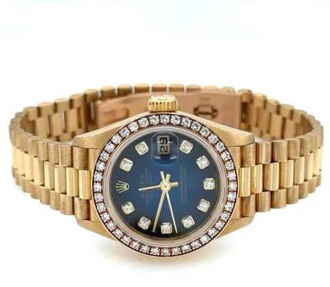 Rolex Lady-Datejust 69138 26mm Yellow gold Blue 4