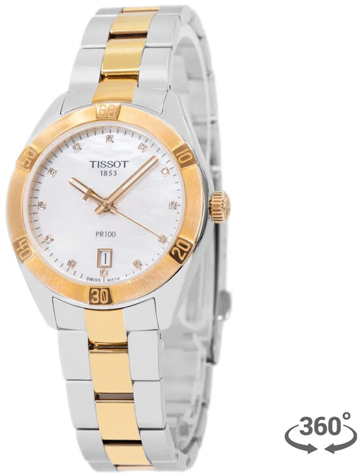 Tissot PR 100 T101.910.22.116.00 36mm Yellow gold and Stainless steel White Mother of Pearl