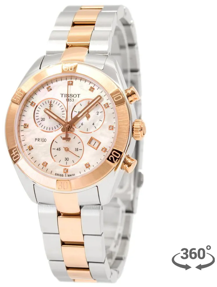 Tissot PR 100 T101.917.22.116.00 38mm Yellow gold and Stainless steel White Mother of Pearl