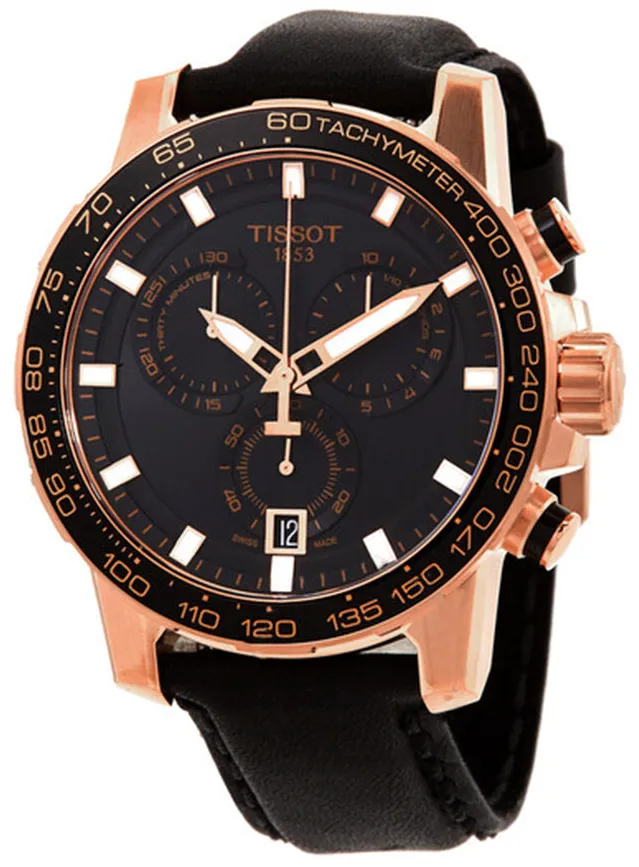 Tissot T-Sport T125.617.36.051.00 45.5mm Yellow gold and Stainless steel Black