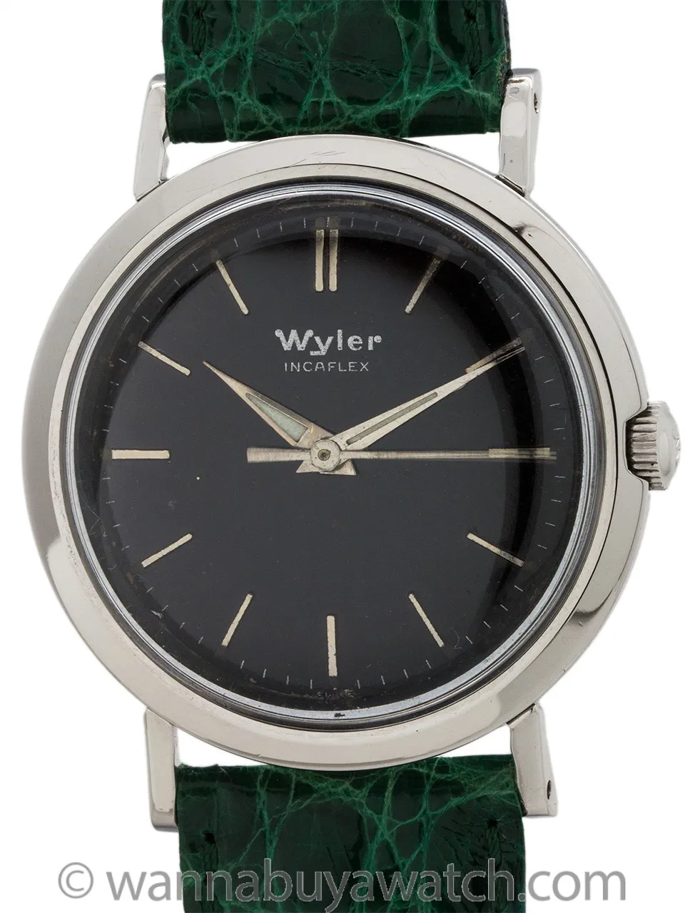 Wyler Vetta Incaflex 33mm Stainless steel Black