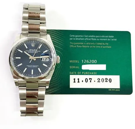 Rolex Datejust 36 126200 36mm Stainless steel Blue