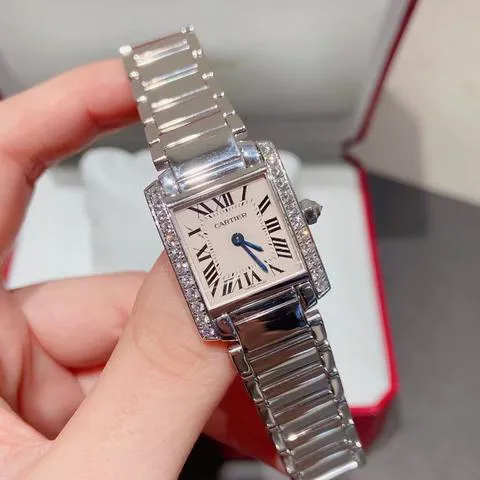 Cartier Tank Française WE1002S3 20mm White gold Silver 1