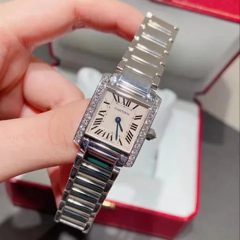 Cartier Tank Française WE1002S3 20mm White gold Silver 2