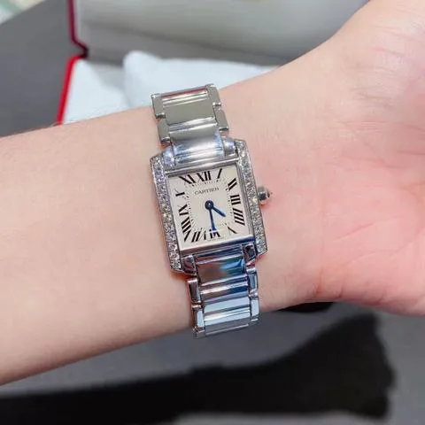 Cartier Tank Française WE1002S3 20mm White gold Silver 4