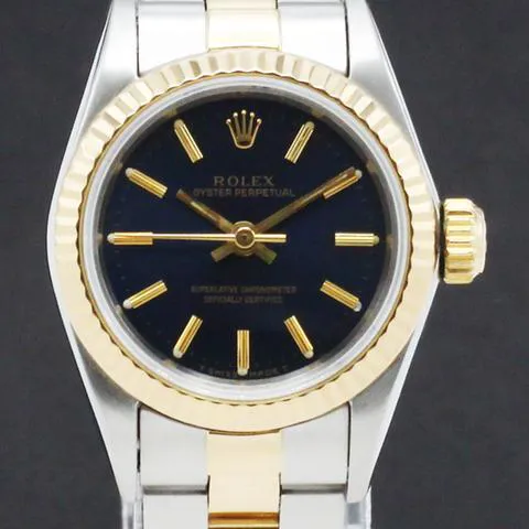 Rolex Oyster Perpetual 67193 26mm Yellow gold and Stainless steel Blue