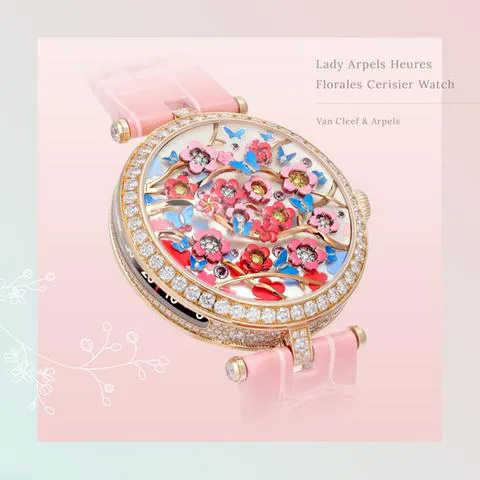 Van Cleef & Arpels Poetic Complications VCARPBJM00 38mm Rose gold Red and Artistic dial and Pink