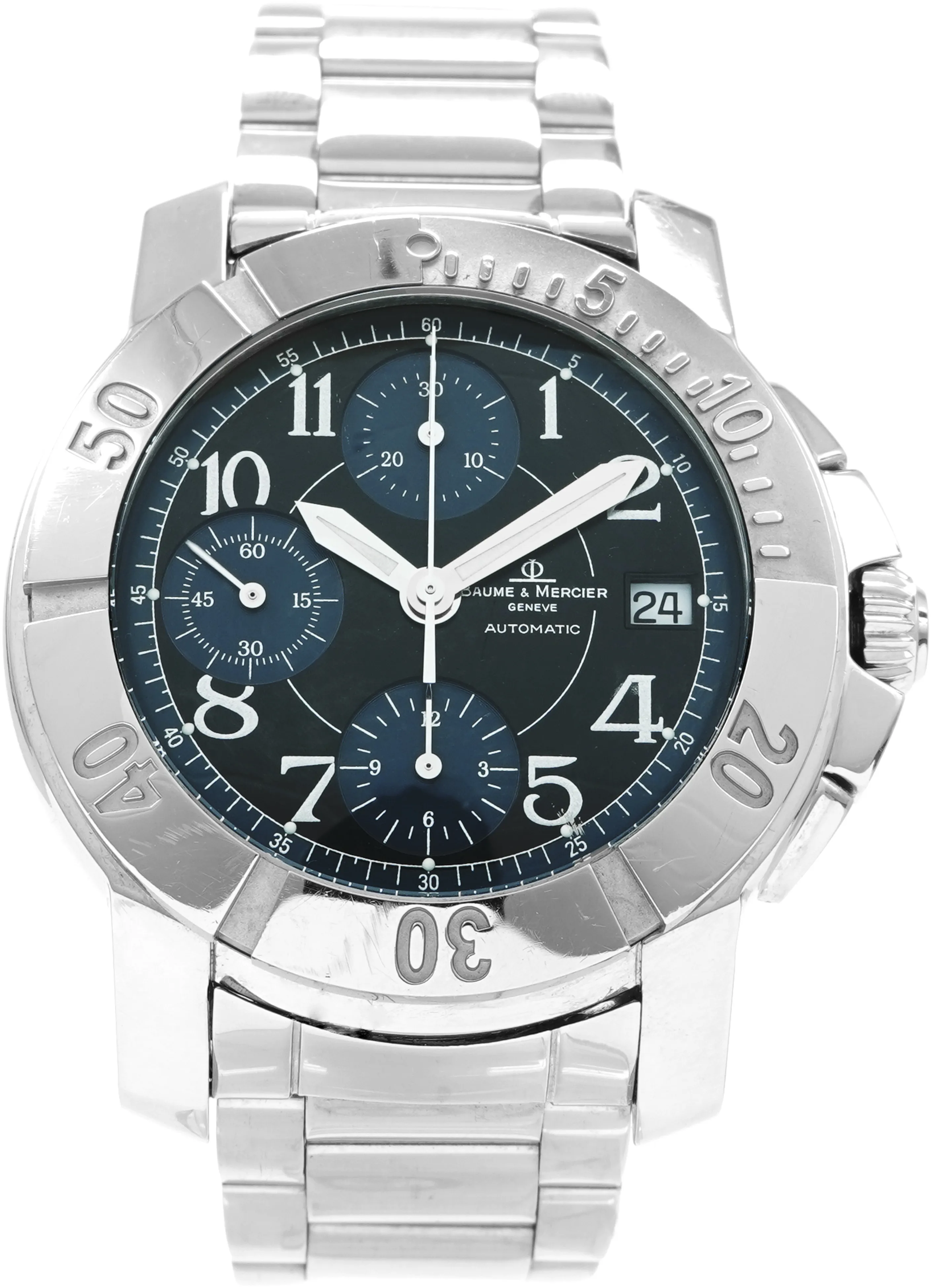 Baume & Mercier Capeland chronograph 65405 39mm Stainless steel Black and Blue