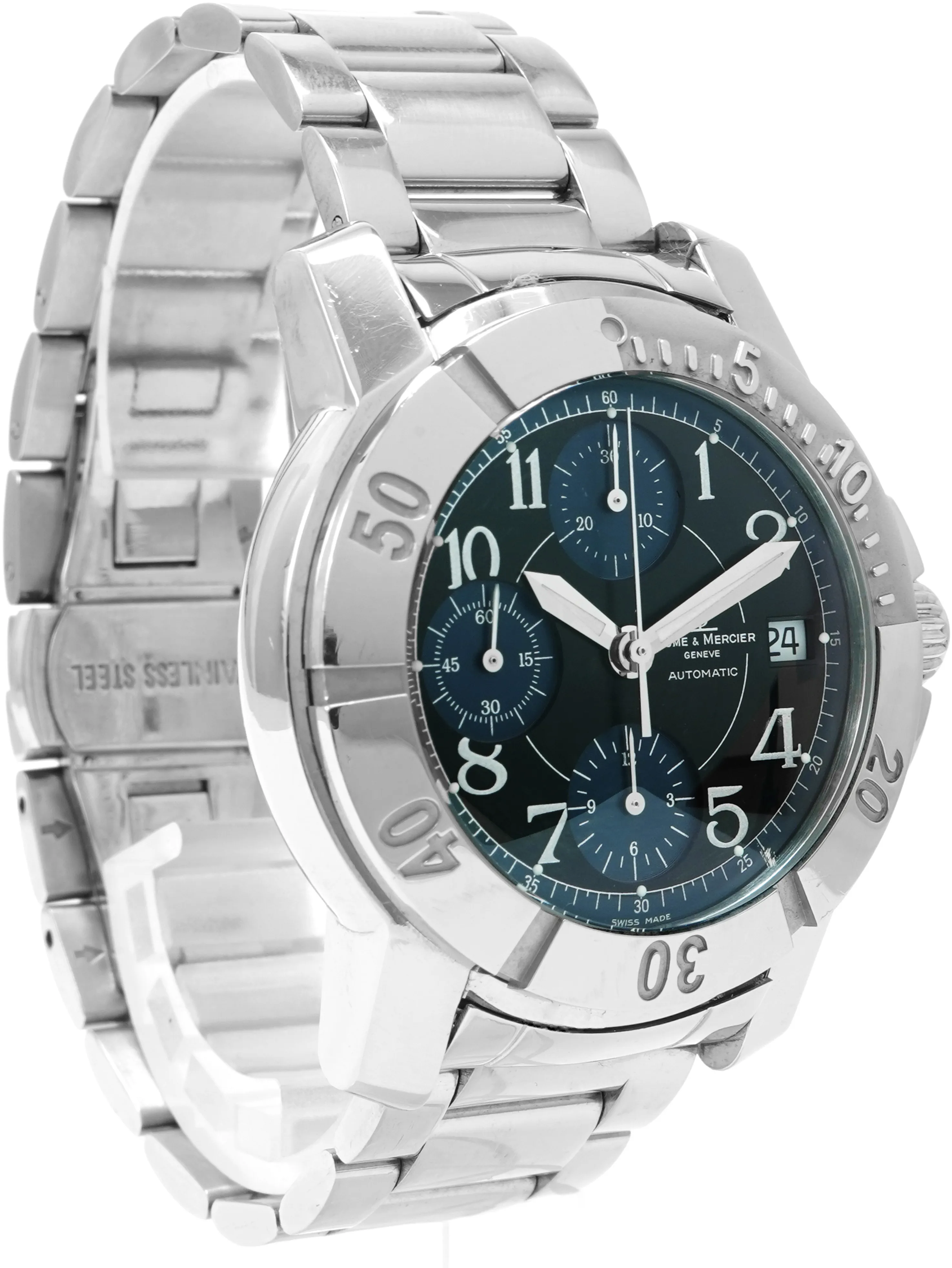 Baume & Mercier Capeland chronograph 65405 39mm Stainless steel Black and Blue 2