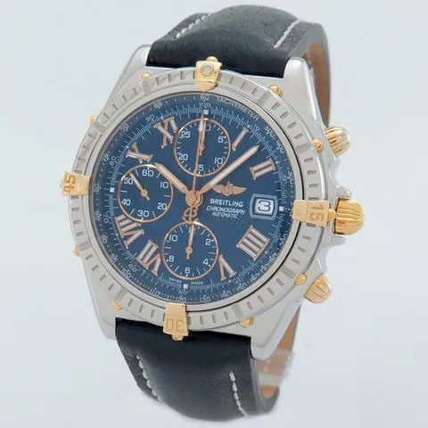 Breitling Cross Wind Chronograph B13355 43mm Yellow gold and Stainless steel Blue