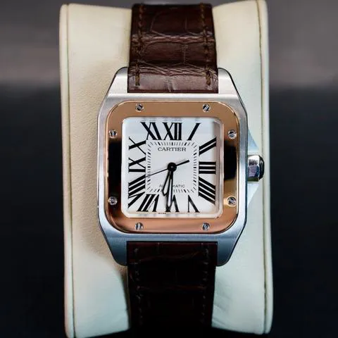 Cartier Santos 100 2878 33mm Stainless steel White