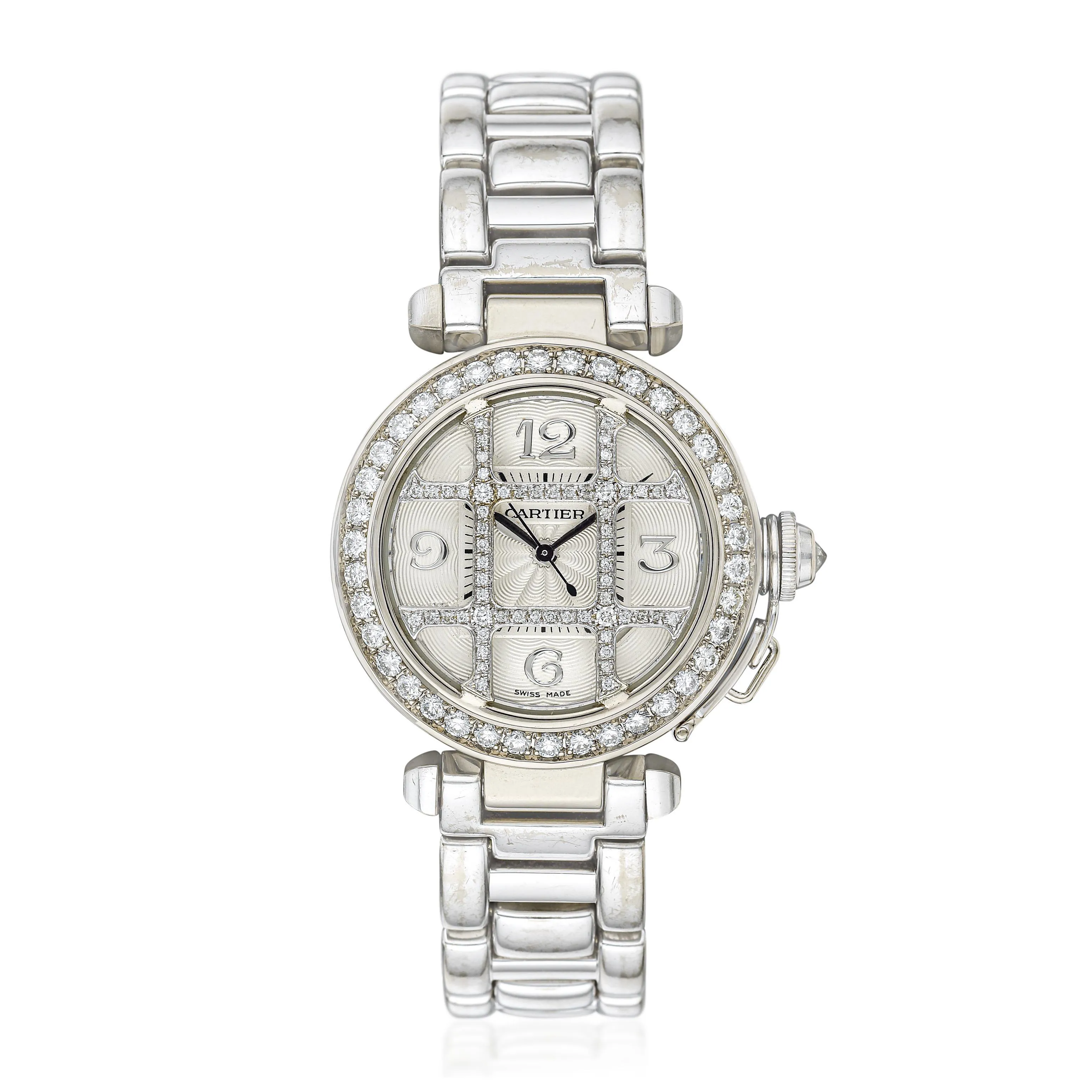 Cartier Pasha 2398 32mm 18k white gold and diamond-set White