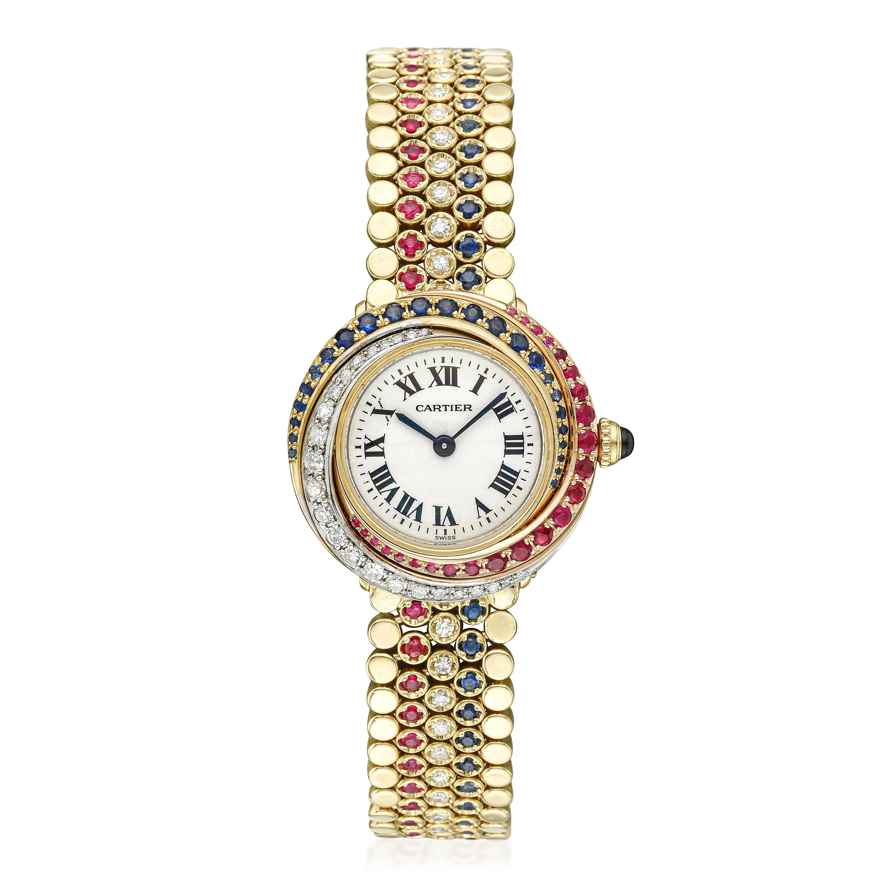 Cartier Trinity 2357 26.5mm 18k yellow gold, diamonds, rubies and sapphires White