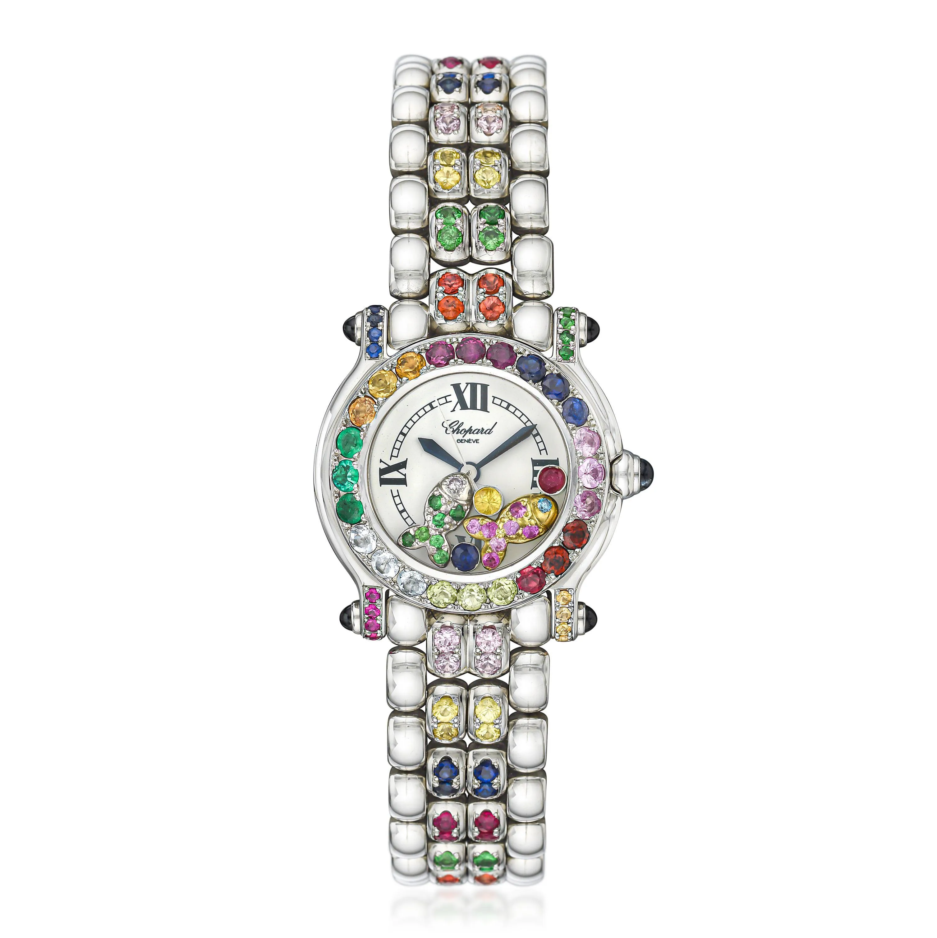 Chopard Happy Sport 8245 26mm stainless steel and pave stones White