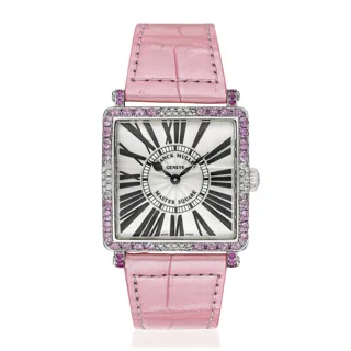 Franck Muller Master Square 6002MQZR stainless steel and pave stones White