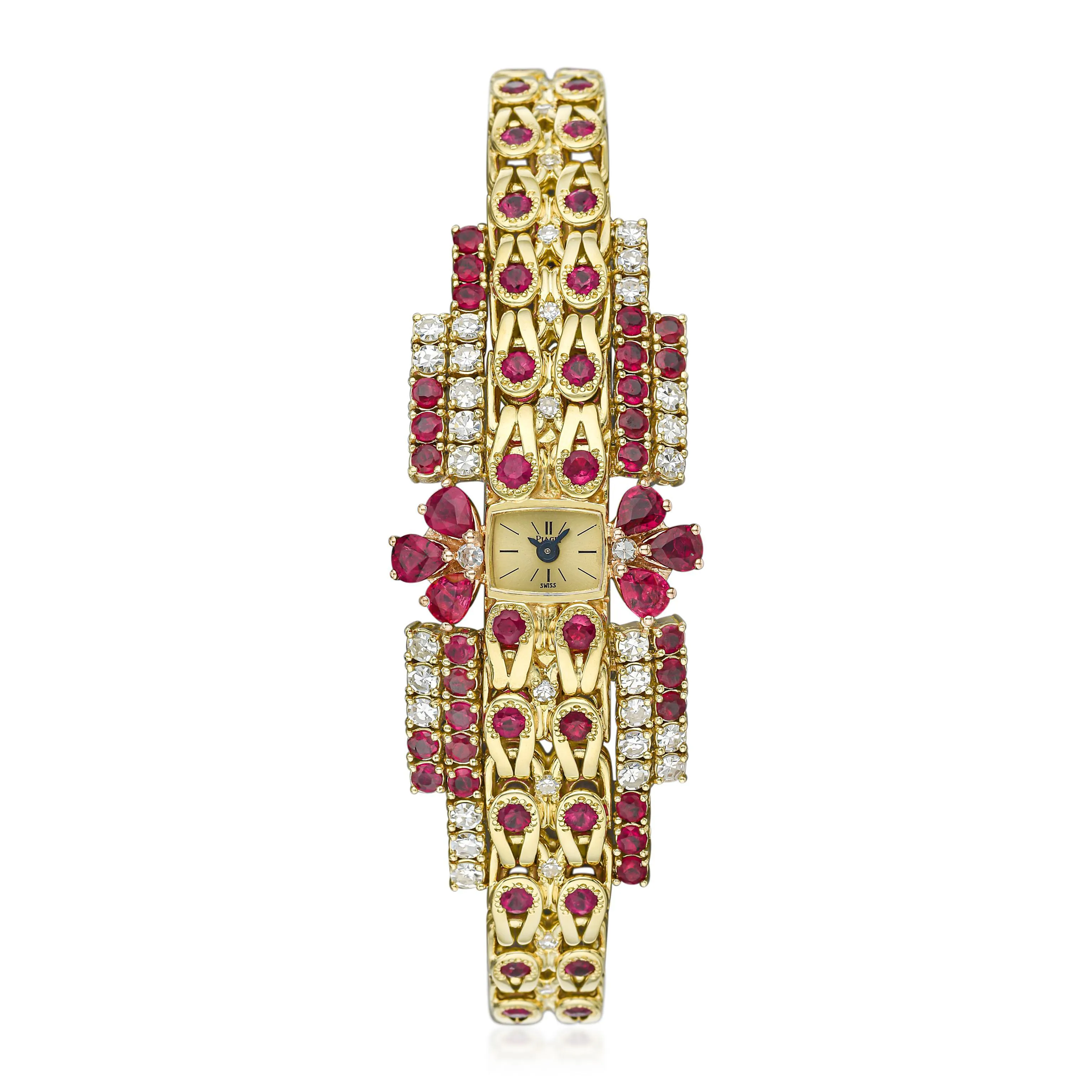 Piaget 1401 N63 Diamond and 18k yellow gold and Ruby Champagne