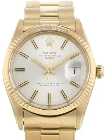 Rolex Oyster Perpetual Date 15038 34mm Yellow gold Silver