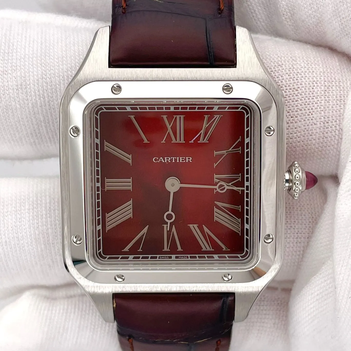 Cartier Santos Dumont WGSA0102 43.5mm Platinum Red